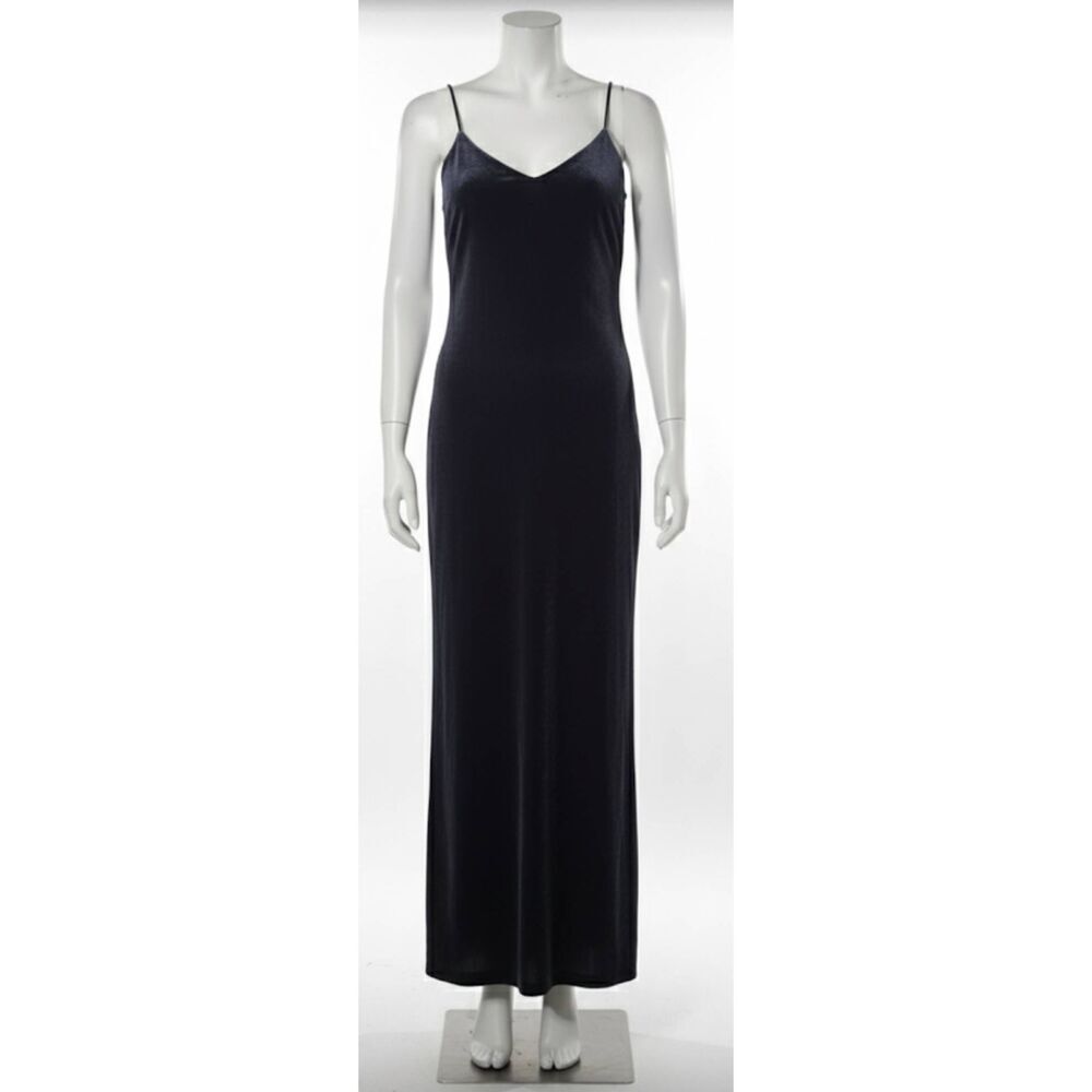 Niki livas womens small long maxi dress velvet gray elegant evening cocktail